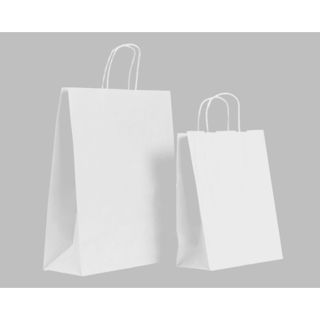 BOLSAS PAPEL CELULOSA BLANCO CON ASA RETORCIDA 54+13x45 cm